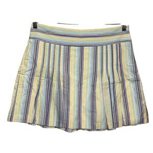 J.Crew Womens Striped Pleated Skirt Size 8 Multicolor Cotton Blend